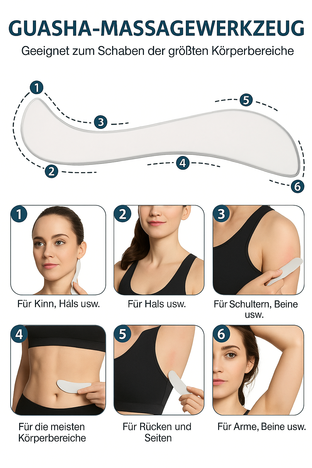 Gua Sha Set aus Edelstahl – 3-teilig inkl.Tasche